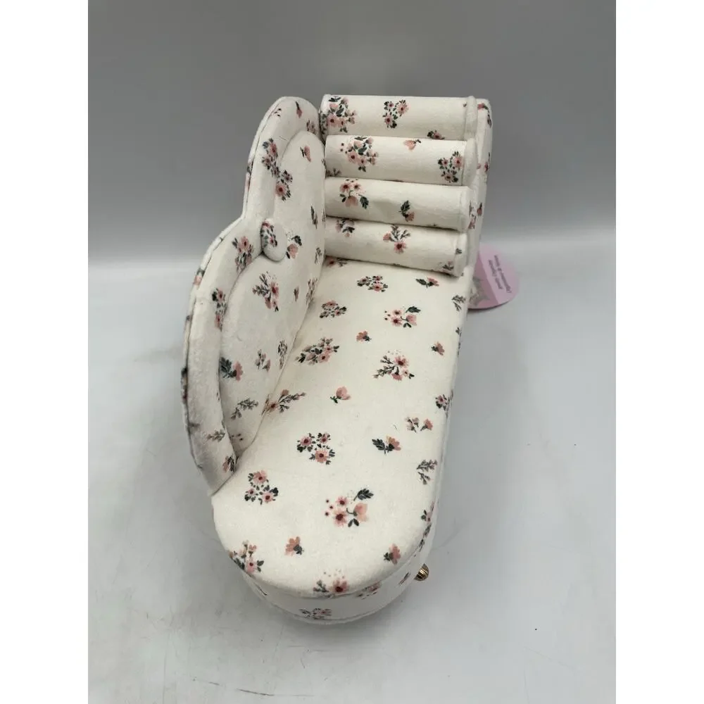 NWT Mini Floral Sofa Couch Chaise Jewelry Box Organizer 11”x6”